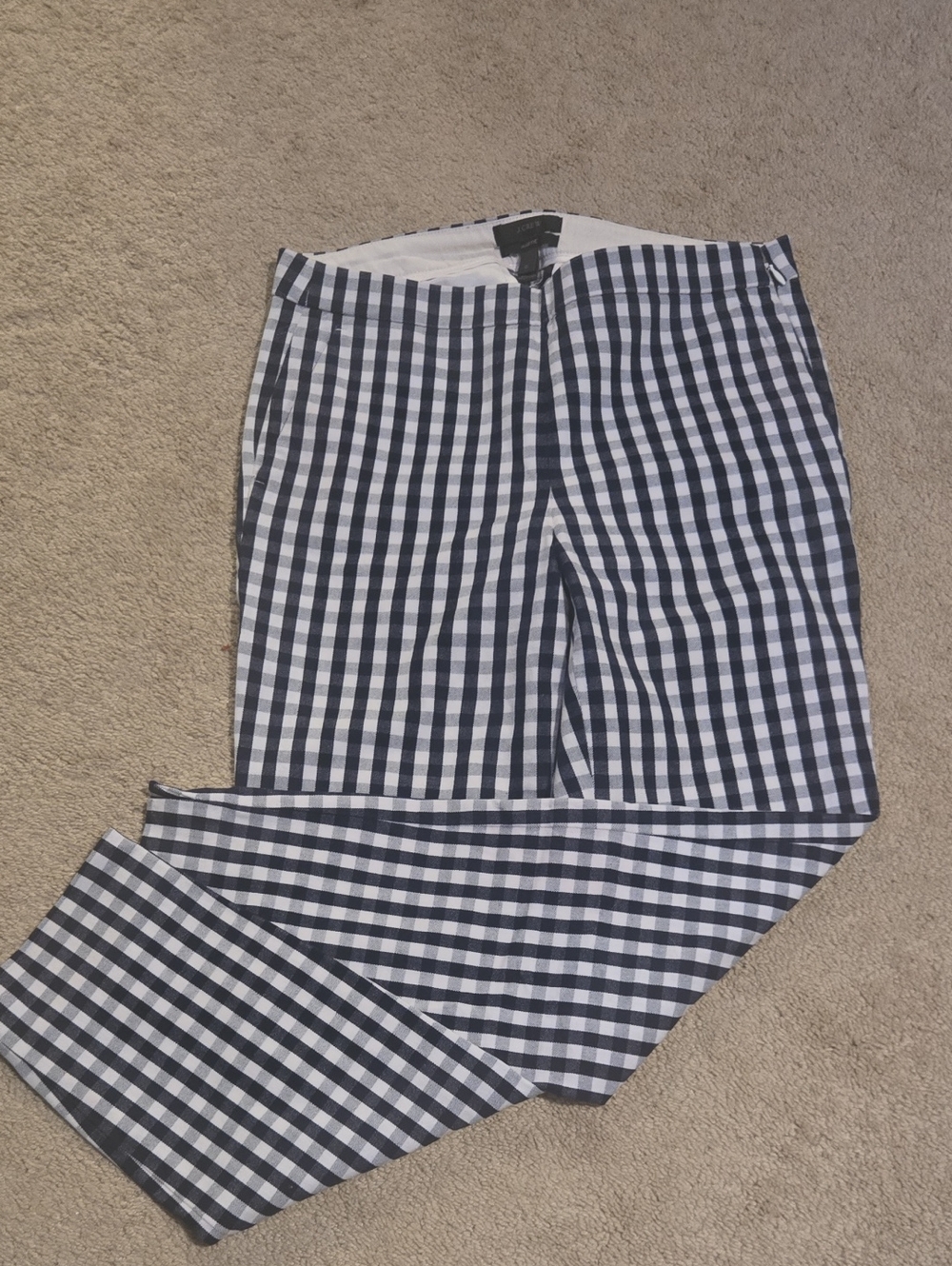 J. Crew Navy and White Gingham Chinos
